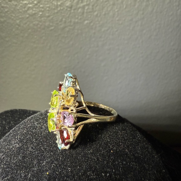 Elegant Multi-Color Sterling Silver Gemstone Ring Size 6 - Picture 4 of 10